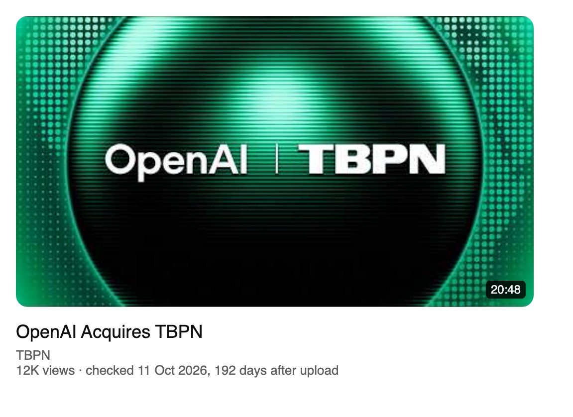 TBPN’s own channel video, the show behind the story