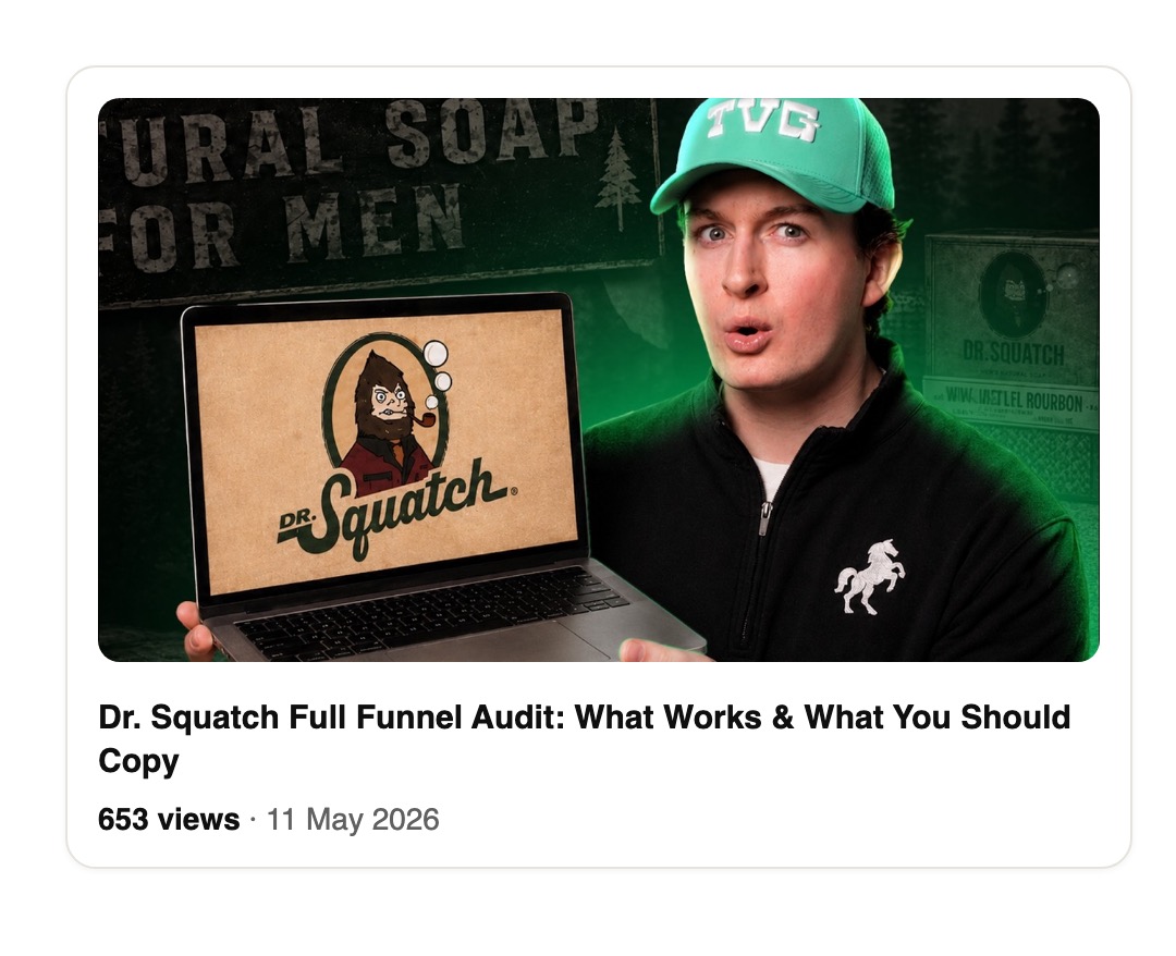 Dr. Squatch audit, his face in a TVG cap, 653 views