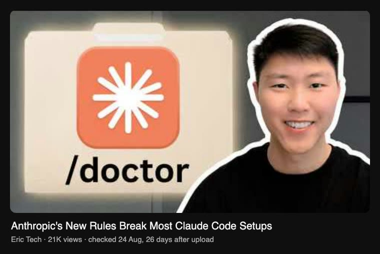 the 29 July video on the new Claude Code rules, 21K views