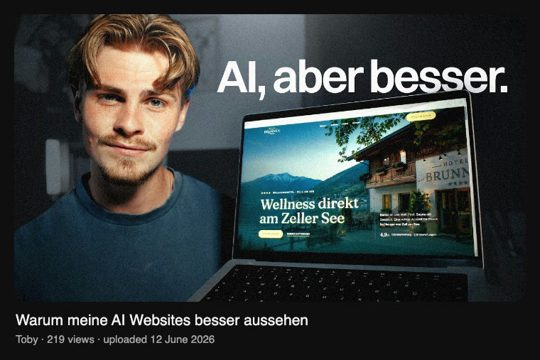 the earlier website video thumbnail, with the text AI aber besser