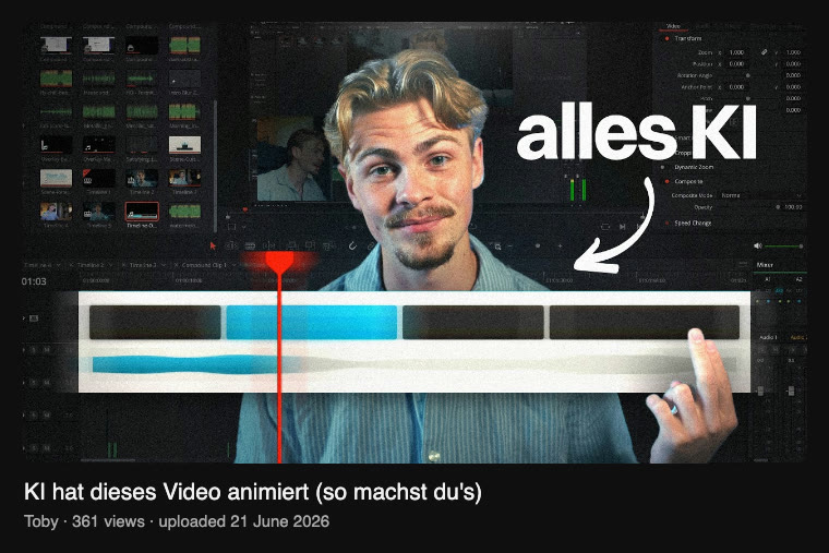 the thumbnail of the upload right before, with the text alles KI
